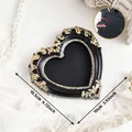 Ornate vintage heart-shaped mini photo frame in black and gold for retro wall decor - Baroque Relief Heart Style (A65)
