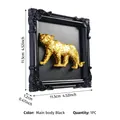 Escultura en relieve de leopardo dorado 3D en marco de fotos negro vintage adornado - Estilo Leopardo A / Marco Negro Relieve Dorado