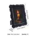 Marco de fotos gótico con relieve negro y arte de vela, adorno decorativo vintage Halloween - Patrón de Luz de Velas / 8 Pulgadas (20,3x15,2 cm) / Negro