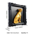 Relieve de leopardo dorado 3D en marco tallado negro vintage, decoración de pared 11,5cm - Estilo Leopardo B / Marco Negro Relieve Dorado