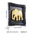 Marco de fotos tallado negro retro con relieve de elefante dorado 3D para pared - Estilo Elefante / Marco Negro Relieve Dorado