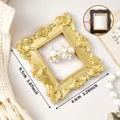 Detailed view of a gold ornate 3-inch magnetic photo frame for fridge or desktop - Mini Rectangle / Gold