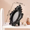 Mini marco de fotos ovalado negro vintage ornamentado para decoración de mesa - Estilo Ovalado Barroco (Marco Fotos A59-Negro) / 13x10cm