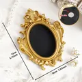 Vintage mini gold relief photo frame fridge magnet with magnetic back and 13cm height - Royal Oval Relief (A59) / 13x10cm