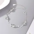 Elegante bracciale a forma di ramo d'argento con perle di pietra di luna e tag S925 - Bracciale Pietra di Luna Ramo