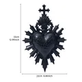 Schwarzer gotischer Herz-Wandschmuck mit Schwert und Kreuz, 33x22cm Dekorationsstück - Schwert Durchs Herz Stil (Schwarz) / Schwarz