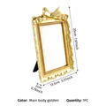 Eleganter goldener Schmuckrahmen mit dekorativer Schleife und klaren Maßangaben - 6 Zoll / Goldener Rahmen Beige Futter