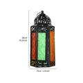 Vintage Marokkaanse ijzeren lantaarn met gekleurd glas, 26 cm hoogte decoratief - Kleurrijk