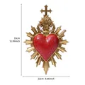 Prunkvolle goldene Herz-Jesu Wanddekoration mit Schwert und Kreuz, Maße 33cm x 22cm - Schwert Durchs Herz Stil (Gold) / Gold