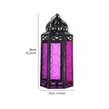 Retro Marokkaanse ijzeren lantaarn kaarsenhouder met paars glas 26cm 10,2 inch hoogte - Paars