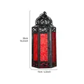 Marokkaanse ijzeren lantaarn met rood glas, hoogte 26cm, breedte 11cm afmetingen - Rood