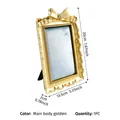 Eleganter goldener Fotorahmen mit Schleife und hellblauem Samtfutter für Schmuck - 6 Zoll / Goldener Rahmen Hellblaues Futter