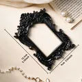 Vintage black baroque mini photo frame with ornate embossed details, 13.1x9cm size - Prop Style B (道具B-黑)
