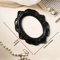 Vintage black Baroque mini oval photo frame with dimensions 11.7cm x 9.5cm for display - Prop Style G (道具G-黑)