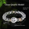 Elegante pulsera de cuarzo transparente tallado con dije de zorro de nueve colas - Pulsera de Zorro de Cristal Blanco Facetado