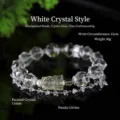 Pulsera de cristal tallado transparente con colgante de panda en cuarzo limón y perla. - Pulsera de Panda de Cristal Blanco Facetado