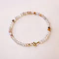 Pulsera delicada de cuarzo rutilado natural de 3mm con cierre vintage bañado en oro 14K - Estilo Facetado Cuarzo Rutilado Cobre / 14cm