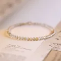 Exquisita pulsera de cuentas de cuarzo rutilado natural de 3 mm estilo oro vintage mujer - Golden Rutilated Quartz Round Style / 14cm
