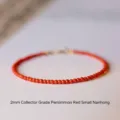 Handmade minimalist 2mm natural Southern Red Agate bead bracelet in vibrant persimmon red - 2mm Tiny Bead Style / Persimmon Red (14cm)