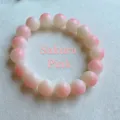Elegant cherry blossom pink bodhi root bead bracelet with smooth natural finish for women - Round Bead Style / Sakura Pink