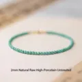 Natural 2mm ultra-fine turquoise stone bead bracelet featuring 14k gold clasp finish - Natural Untreated Style / Extension Chain Style
