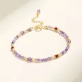 Pulsera delicada de cuentas con cristales de amatista púrpura, perlas y separadores - Amatista