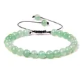 Verstelbare armband met 6 mm groene stenen kralen en zwart trekkoord in vintage stijl - 19cm / Groene Aventurijn