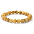 Handmade 8mm yellow synthetic stone beaded elastic bracelet with golden tiger eye pattern - 19cm / Golden Tiger Eye