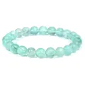 8mm aqua green artificial stone bead bracelet with elastic cord for men and women - 19cm / Green Fluorite