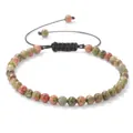 4mm adjustable hand-woven unakite natural stone bead bracelet for yoga and meditation - Adjustable Braided Style / 4MM Bead Diameter / Unakite