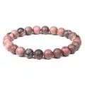 8mm pink and black marbled artificial stone bead elastic bracelet for men and women - 19cm / Matte Black Veined Rhodonite