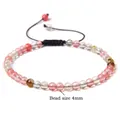 Handmade 4mm natural multi-color stone bead bracelet with adjustable black cord - Adjustable Braided Style / 4MM Bead Diameter / Mixed Watermelon Stone