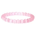 Elegant 8mm pink artificial stone bead elastic bracelet with shimmering cat eye effect - 19cm / Pink Cat's Eye