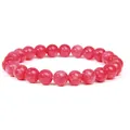 High-quality 8mm pink synthetic stone bead elastic bracelet with polished finish - 19cm / Angelite