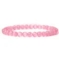 Elegant 6mm pink cat's eye stone bead elastic bracelet with smooth finish for women - Pink Cat's Eye