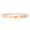 Elegant 6mm natural peach and white stone beaded elastic bracelet for women. - 19cm / Translucent Pink Aventurine