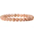 Fashionable 6mm peach natural stone beaded stretch bracelet featuring smooth round gems - 19cm / Natural Sunstone