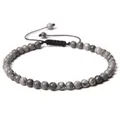Minimalist 4mm gray marbled stone bead bracelet with adjustable braided black cord - Adjustable Braided Style / 4MM Bead Diameter / Map Stone