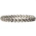 Elegant 6mm silver-tone natural lava stone beaded elastic charm bracelet for women - Vintage Silver Lava