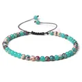 Handmade adjustable 4mm turquoise stone bead bracelet with colorful marbled yoga beads - Adjustable Braided Style / 4MM Bead Diameter / Shoushan Stone