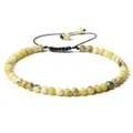 Adjustable 4mm natural yellow-green stone bead woven bracelet for yoga and meditation - Adjustable Braided Style / 4MM Bead Diameter / Straw Yellow Turquoise