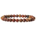 Elegantly crafted 6mm polished natural stone beaded bracelet in earthy brown hues - Leopard Skin Jasper