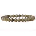 Elegant 6mm natural gray labradorite stone beaded elastic charm bracelet for women - Natural Labradorite