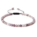 Handmade 4mm natural purple and white stone bead bracelet with adjustable woven cord - Adjustable Braided Style / 4MM Bead Diameter / Lilac Stone