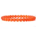 Vibrant orange cat's eye stone bead bracelet with smooth 6mm elastic beads - Orange Red Cat Eye