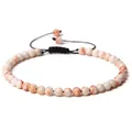 Handmade adjustable 4mm marble-pattern stone bead bracelet with black woven cord - Adjustable Braided Style / 4MM Bead Diameter / Red Network Stone