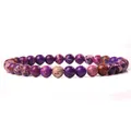 Elegant 6mm purple natural stone bead elastic bracelet for women with marbled patterns - Purple Imperial Stone