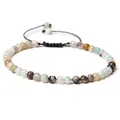 Adjustable 4mm natural stone bead handmade yoga bracelet in earthy tones - Adjustable Braided Style / 4MM Bead Diameter / Amazonite