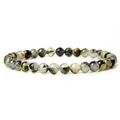 Fashionable 6mm smooth natural green stone bead bracelet with a durable elastic cord - Prehnite