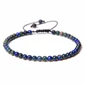 Handmade 4mm natural stone bead bracelet with an adjustable black woven cord for yoga - Adjustable Braided Style / 4MM Bead Diameter / Phoenix Lapis